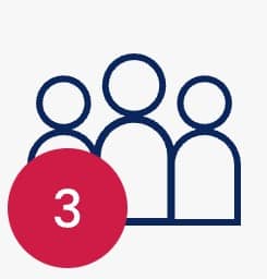 Group of three people icon with numbered "3" badge overlay