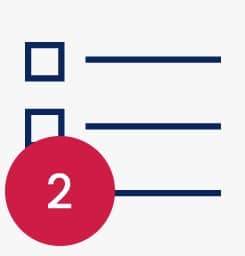 Checklist icon with numbered "2" badge overlay