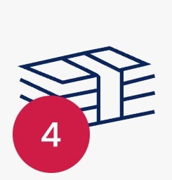 Cash stack icon with numbered "4" badge overlay